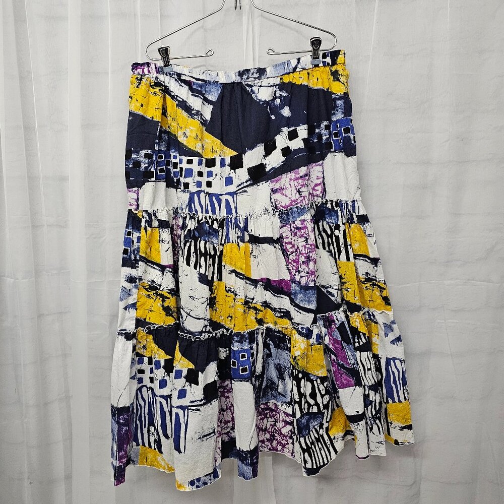 Nygard Skirt Grunge Blue Midi Festival Artsy Retro 36" Waist